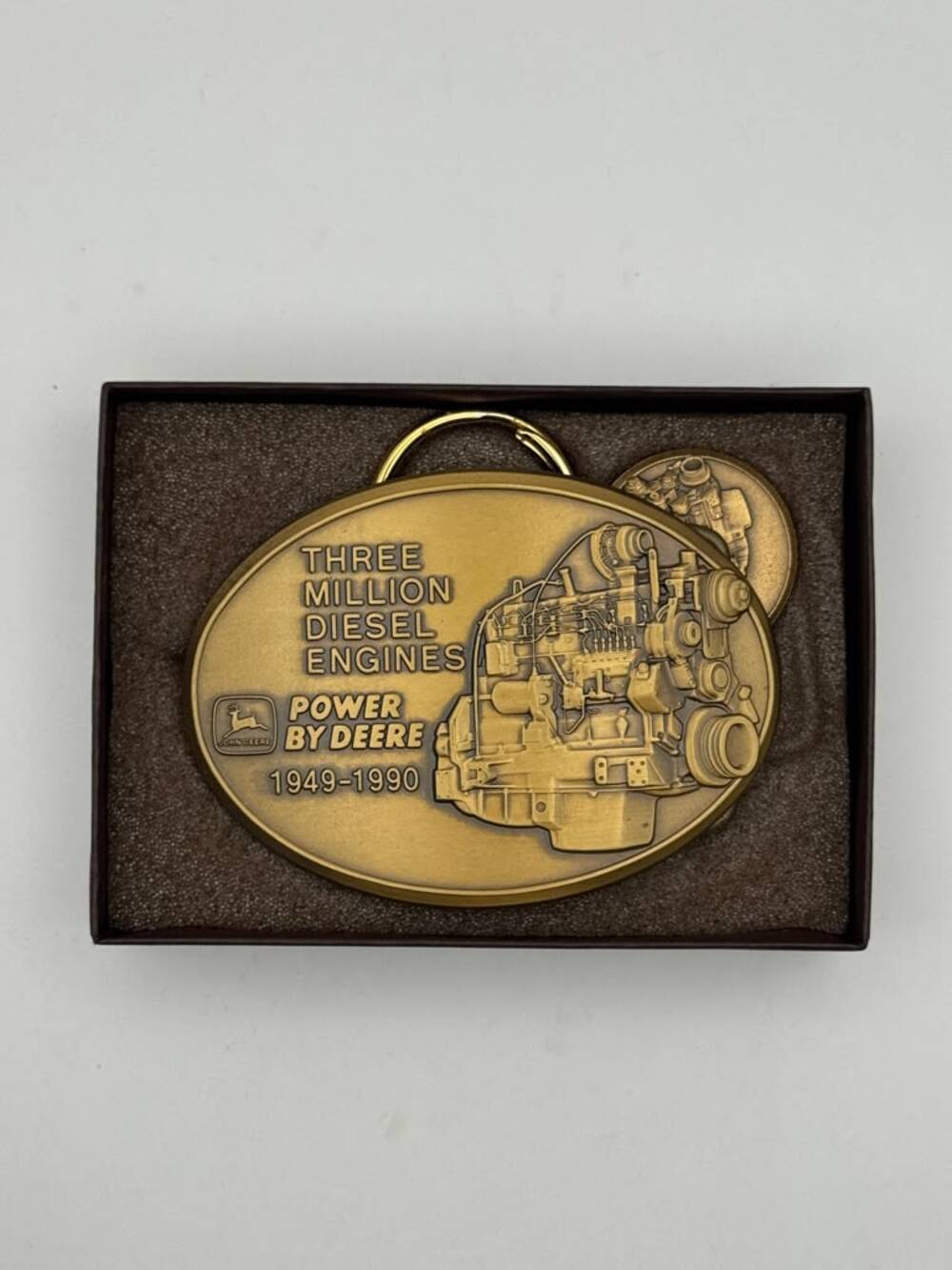 John Deere Three Million Diesel Engines 1949-1989 Belt Buckle Presentation Box